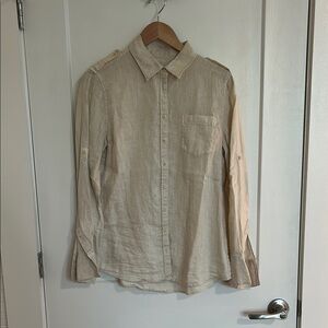 Cream/Natural Linen Button-up Shirt